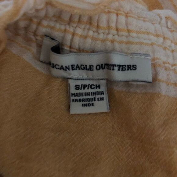 American Eagle Yellow Striped Off the Shoulder Cropped Blouse - Picture 5 of 10